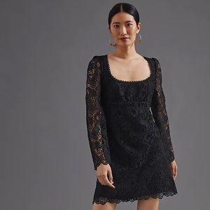 Anthropologie Maeve Embroidered Lace Mini Back Dress